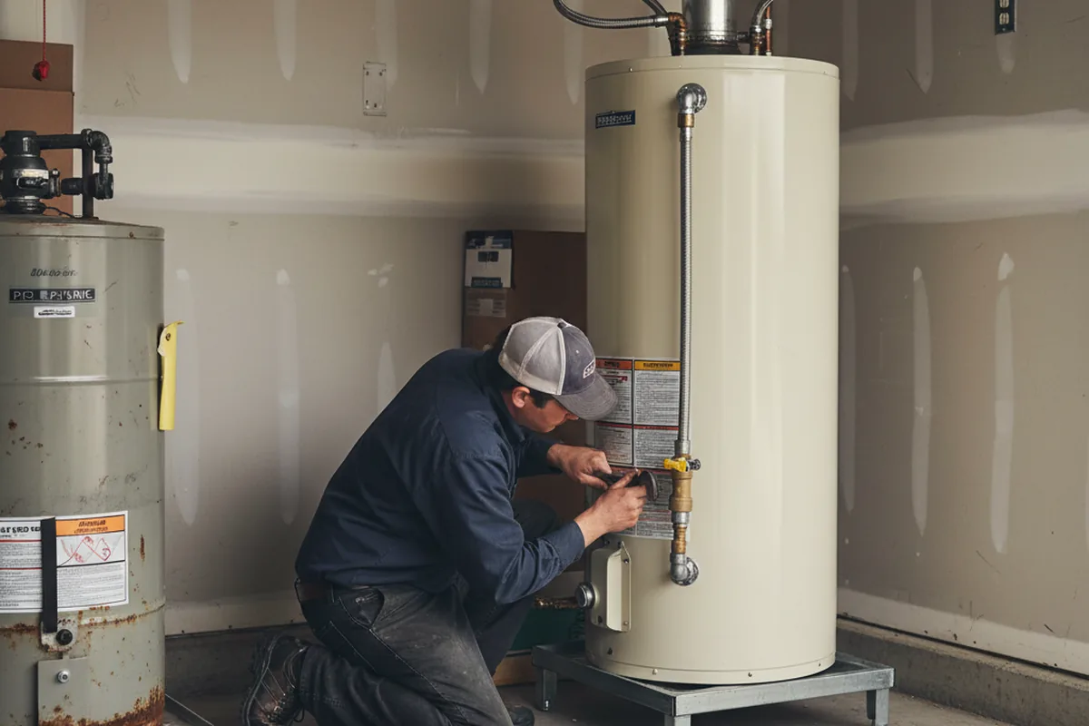 Water heater and shutoff valve replacement in Huntington